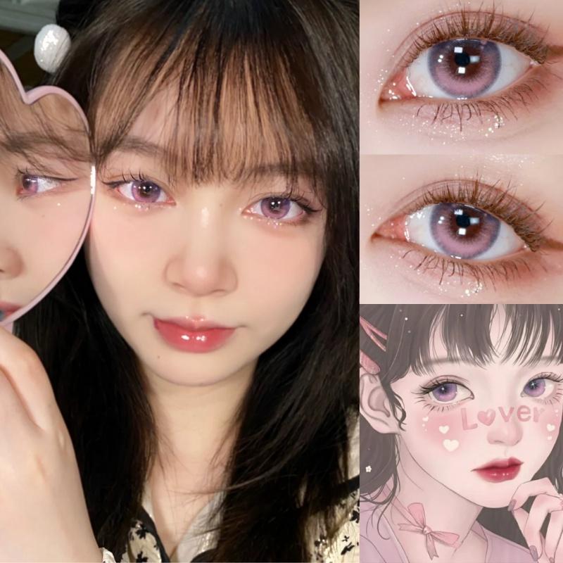 2pcs Colored Contact Lenses Eyemakeup Coloured Violet Pink Galaxy Pupil Dreamcolor