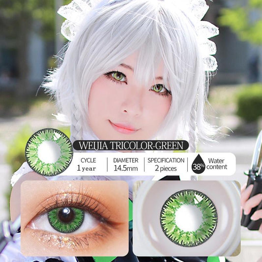 Graded 2pcs/1pair JeweLens Cosplay Colored Contact Lenses Eyemakeup Coloured Anime Green Pupil