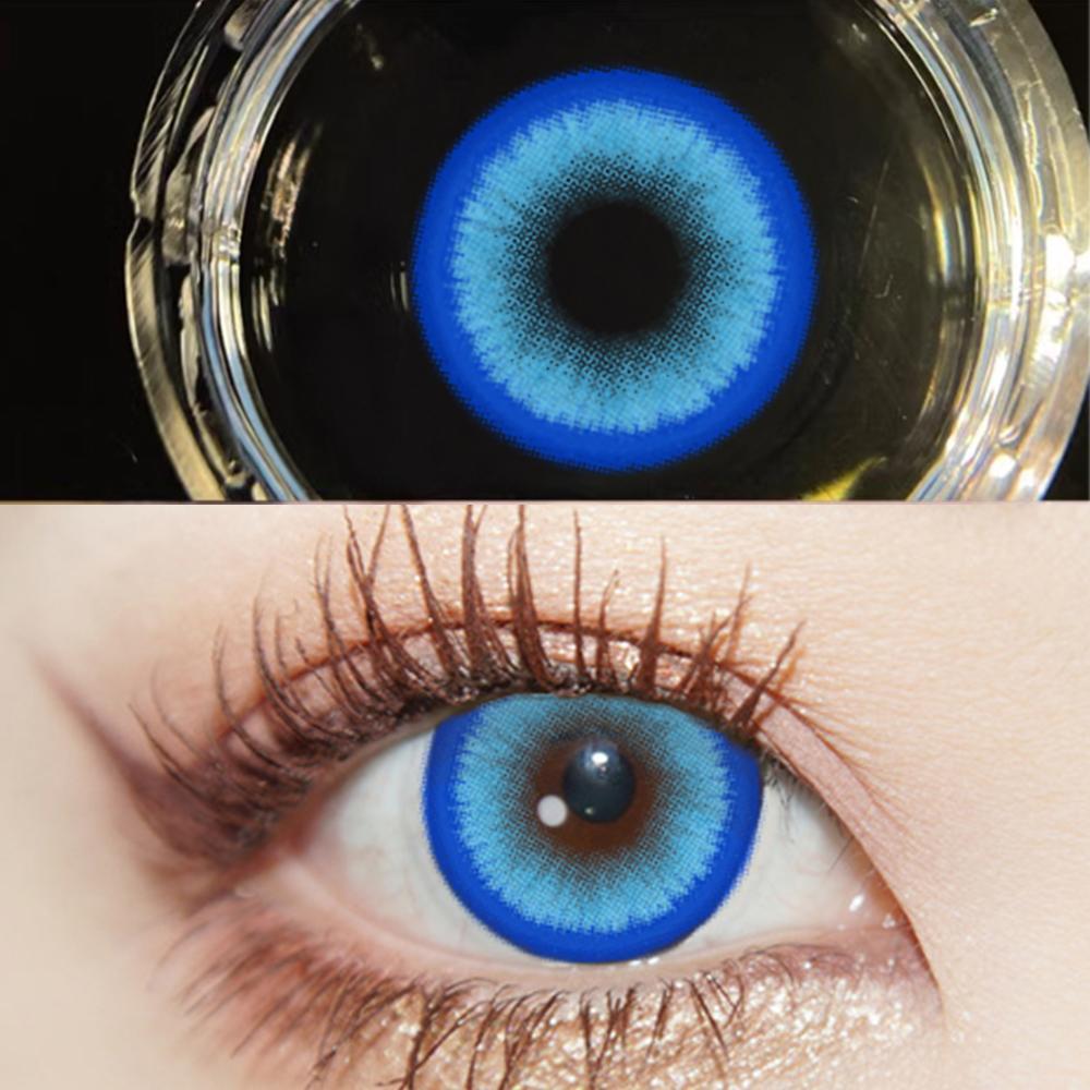 1pair Blue Colored Contact Lenses Genshin Furina Cosplay 14.2mm