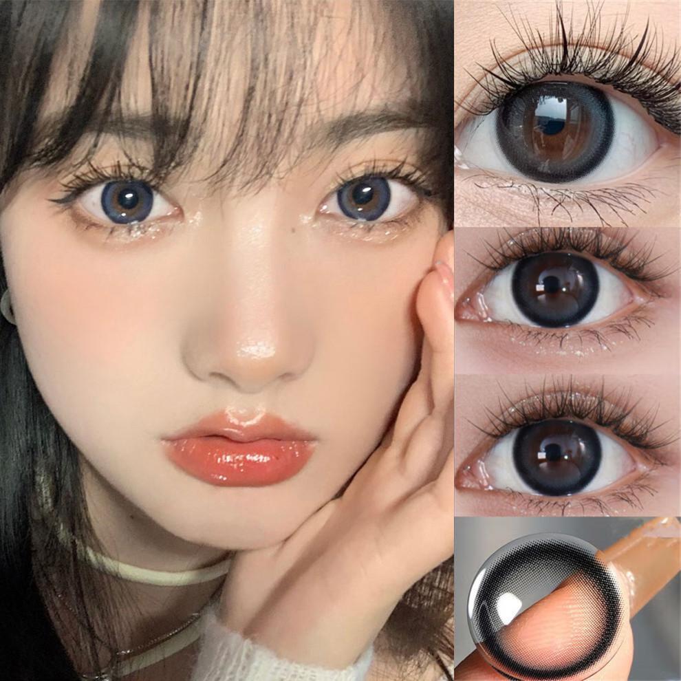 1pair Natural Blue Colored Contact Lenses 14.4mm Softlens 12months