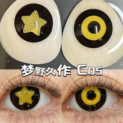 JeweLens 1pair Anime Yellow Star Cosplay Color Contact Lenses Halloween Contacts