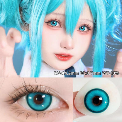 Graded 2pcs/1pair Cosplay Colored Contact Lenses Coloured Anime Softlens Hotblood Cyan Pupil