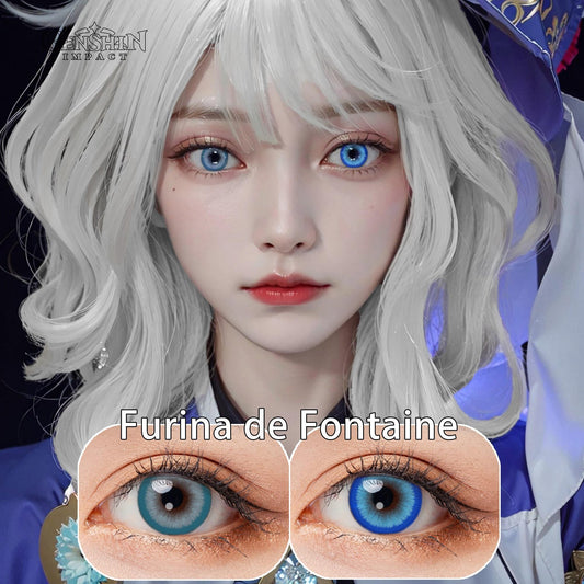 1pair Blue Colored Contact Lenses Genshin Furina Cosplay 14.2mm